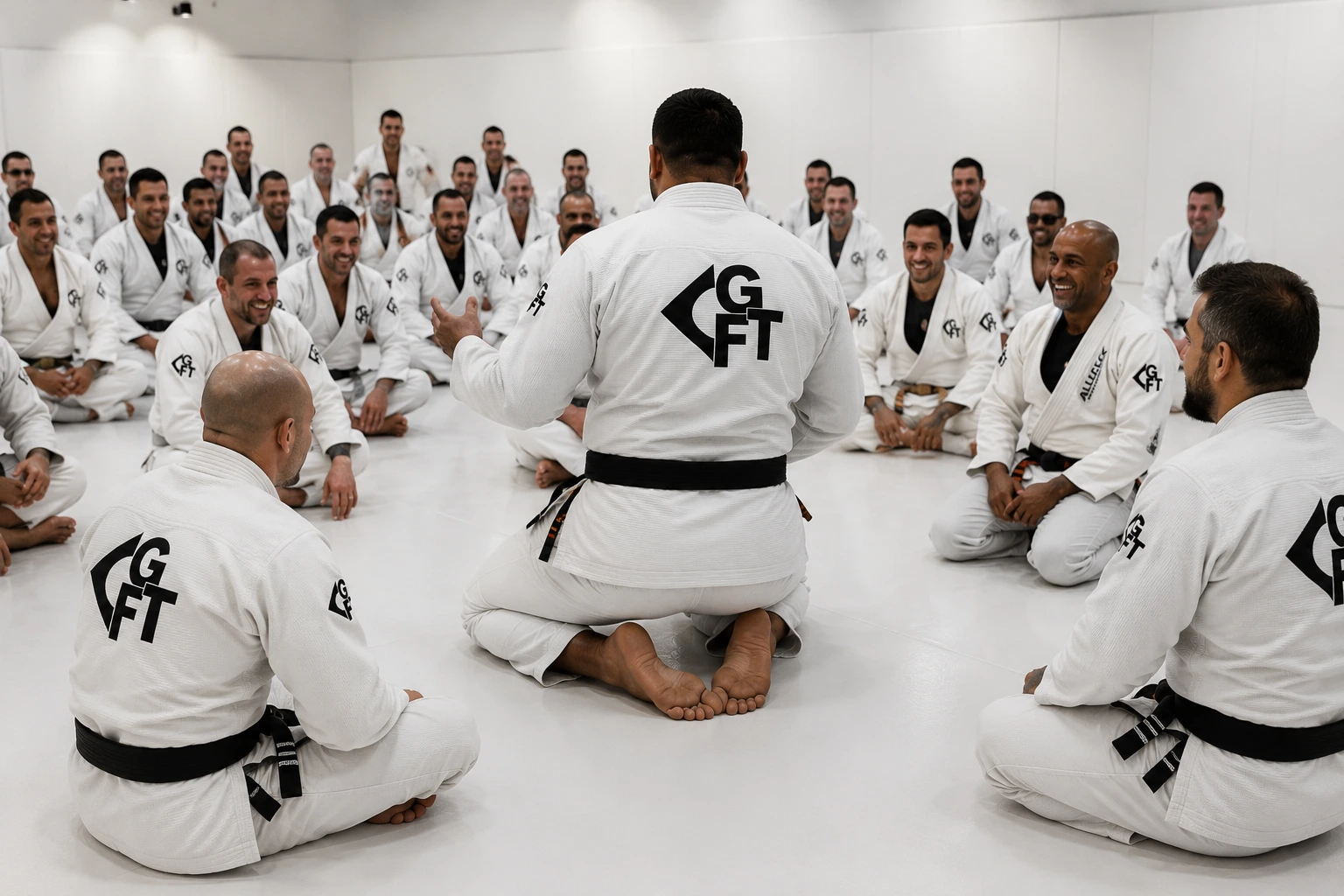 GFTEAM black belt leading an adult Brazilian Jiu-Jitsu class