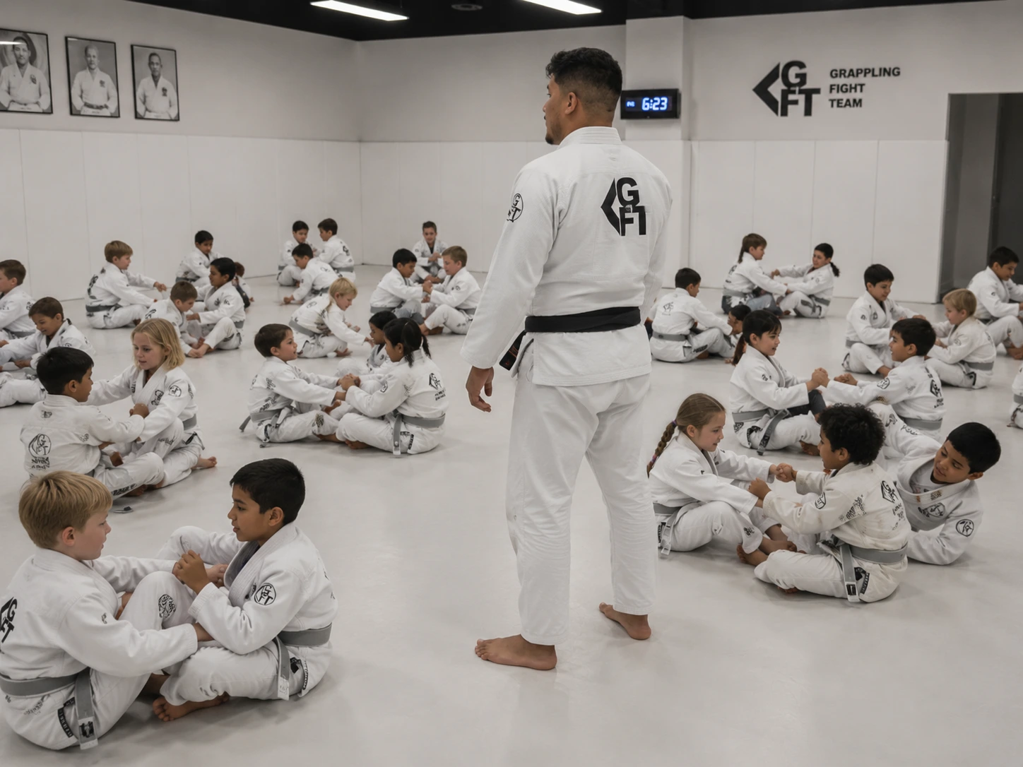 A GFTEAM black belt instructor leading a class